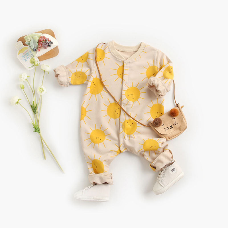 Baby Cartoon Sun Yellow Romper