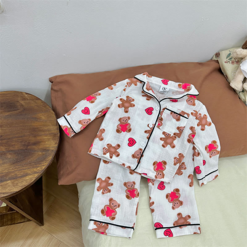 Toddler Teddy Smile Heart Pajamas Set