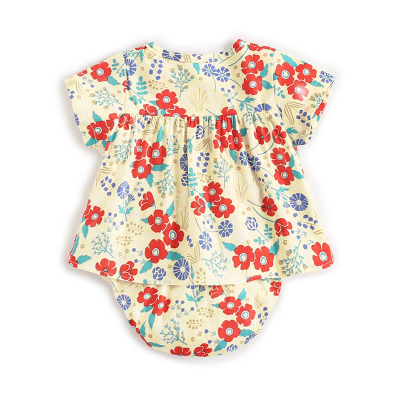 Baby Girl Apricot Floral Top & Bloomers 2-PCS Set