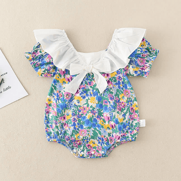 Baby Flounced Bowknot Flower Bodysuit