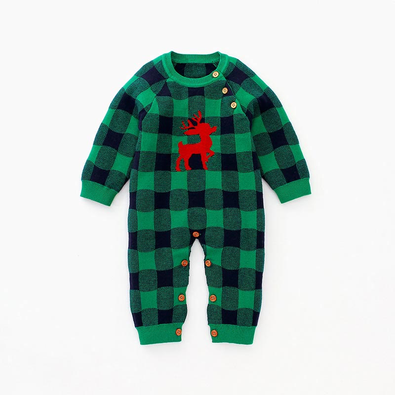 Baby Plaid Christmas Deer Romper