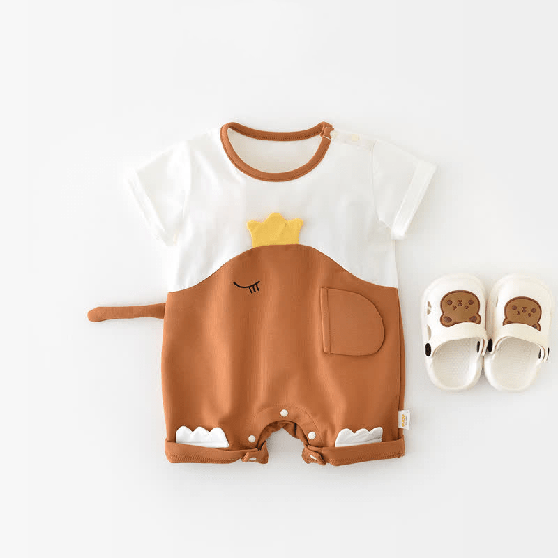 Baby Elephant Splicing Crew Neck Romper