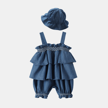 Baby Ruffled Newborn Suspender with Hat