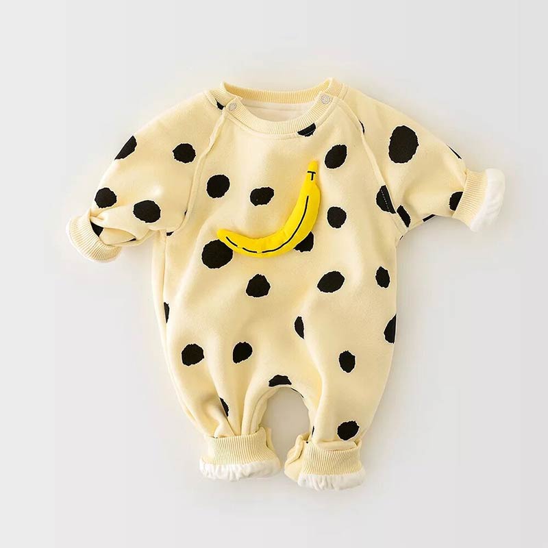 HAPPY SMILE Baby Banana Dot/Striped Romper