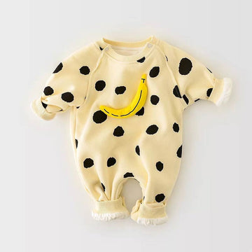 HAPPY SMILE Baby Banana Dot/Striped Romper