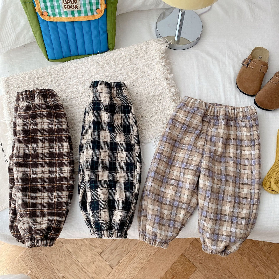 Baby Toddler Plaid Fleece Lined Jogger Pants