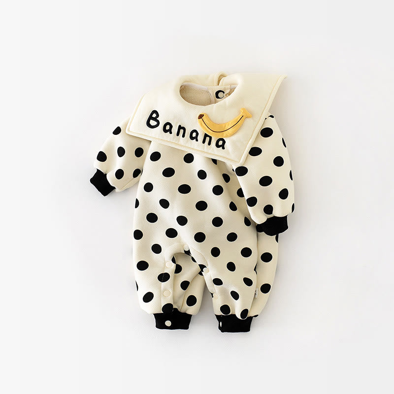 BANANA Baby Polka Dot Fleece Lined Romper