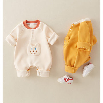 Baby Smile Fleece Cute Thick Romper