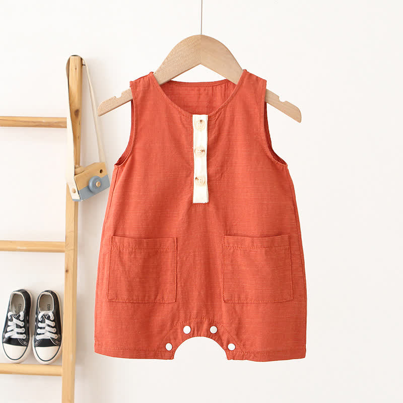 Baby Color Block Cargo Sleeveless Overalls