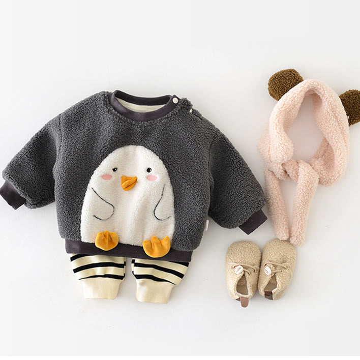 Baby Cartoon Penguin Fleece Warm Sweatshirt