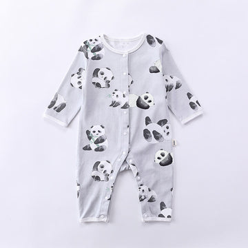 Baby Blue Panda Bamboo Cute Romper