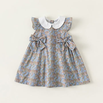 Toddler Girl Bowknot Lapel Collar Sleeveless Dress