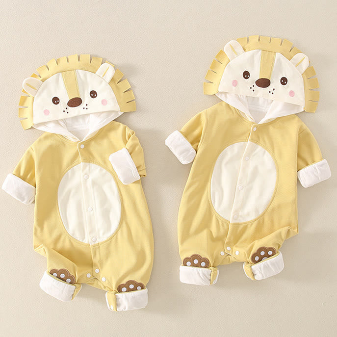 Baby Cartoon Lion Lovely Hooded Romper