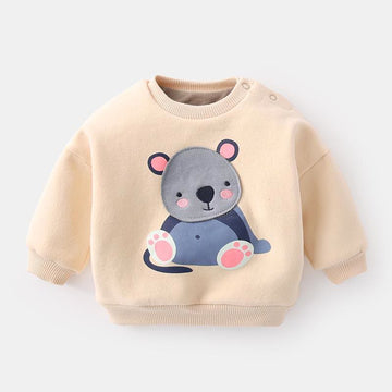 Baby Cartoon Koala Apricot Fleece Lined Sweatshirt