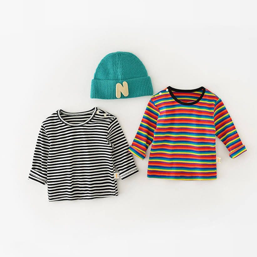 Baby Simple Multicolor Striped Casual T-shirt