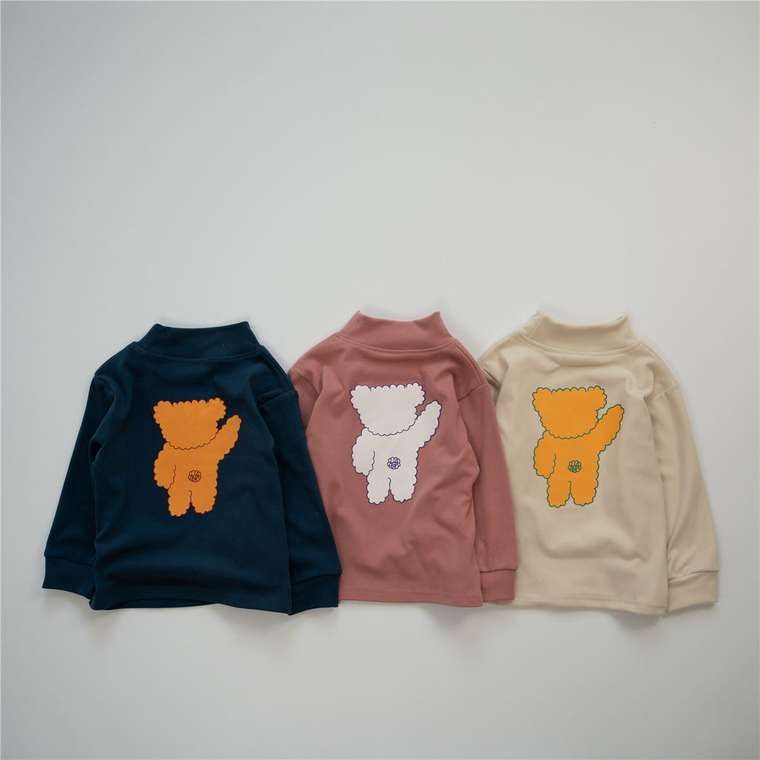 Toddler Bow Bear High Collar Thick T-shirt