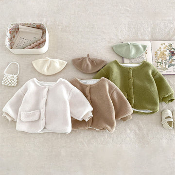 Baby Simple Solid Color Fleece Coat