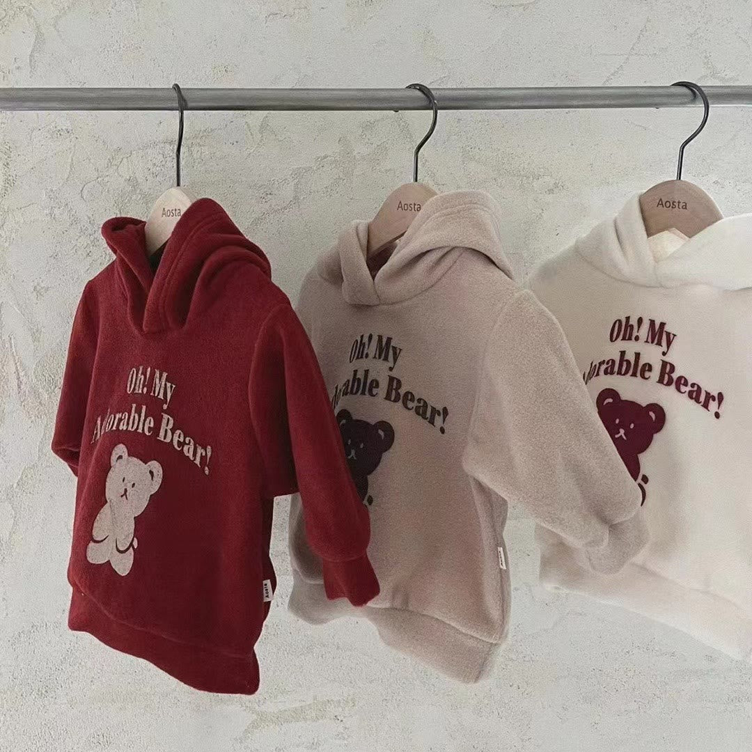 OH MY ADORABLE BEAR Baby Slogan Fleece 2 Pieces Set