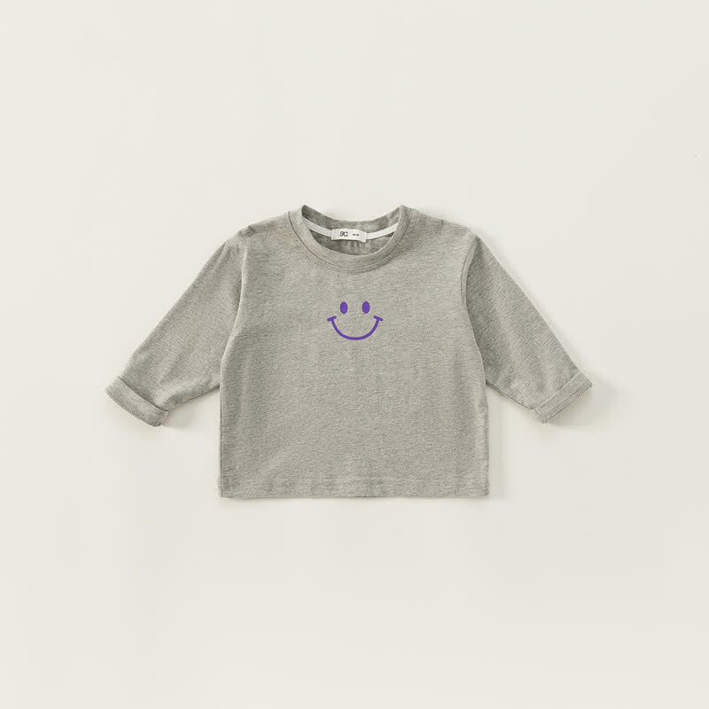 Toddler Smiley Face Crew Neck Casual Shirt