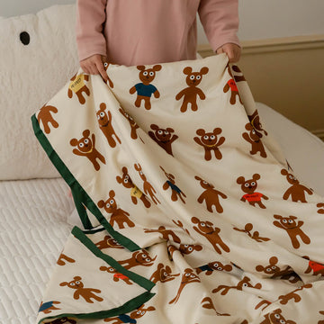 Baby Toddler Gingerbread Bear Beige Cotton Quilt