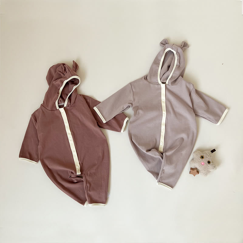 Baby 3D Ears Hooded Simple Loose Romper