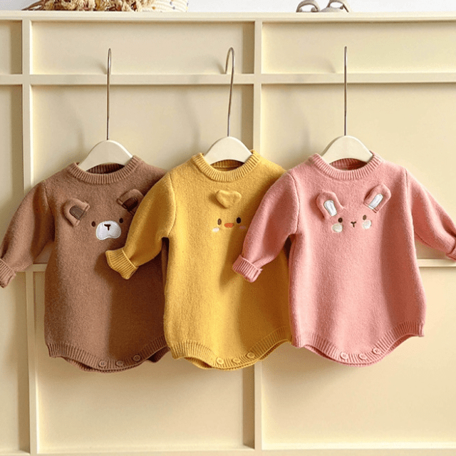 Baby Knitted Animal 3D Ears Bodysuit