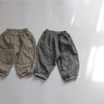 Toddler Knee Patch Linen Loose Solid Color Pants