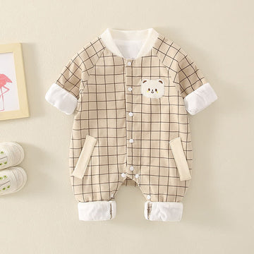 Baby Bear Plaid Newborn Casual Romper