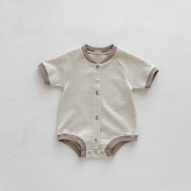 Baby Color Block Crew Neck Casual Bodysuit