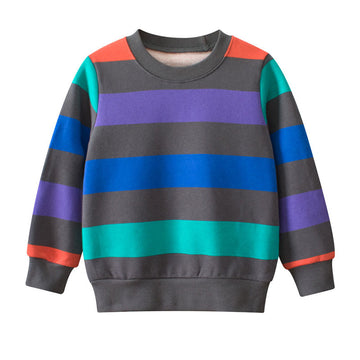 Toddler Boy Striped Fleece Lined Sweatshirt