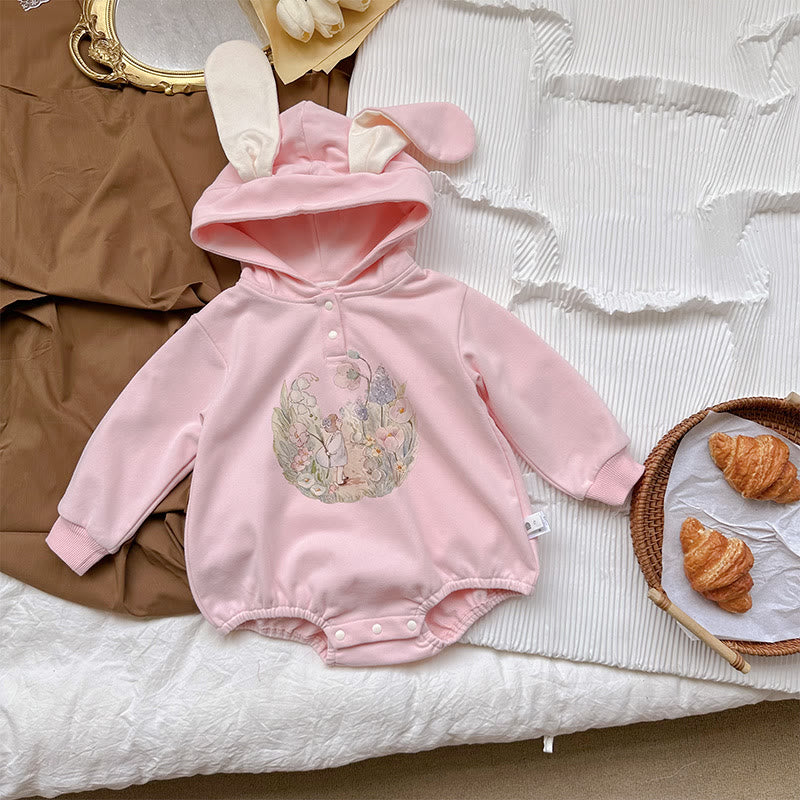 Baby Rabbit 3D Ear Hooded Bodysuit