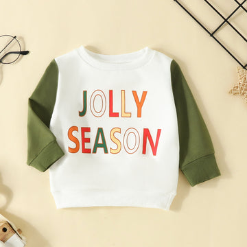 JOLLY SEASON Baby Slogan Contrast Sleeves Sweatshirt