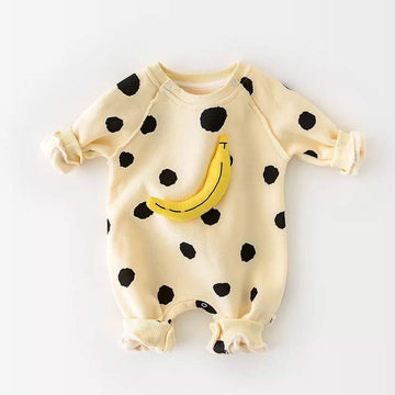 HAPPY SMILE Baby Banana Striped Romper