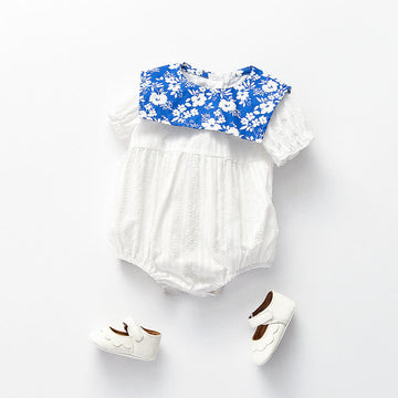 Baby Lapel Collar Flower Bodysuit