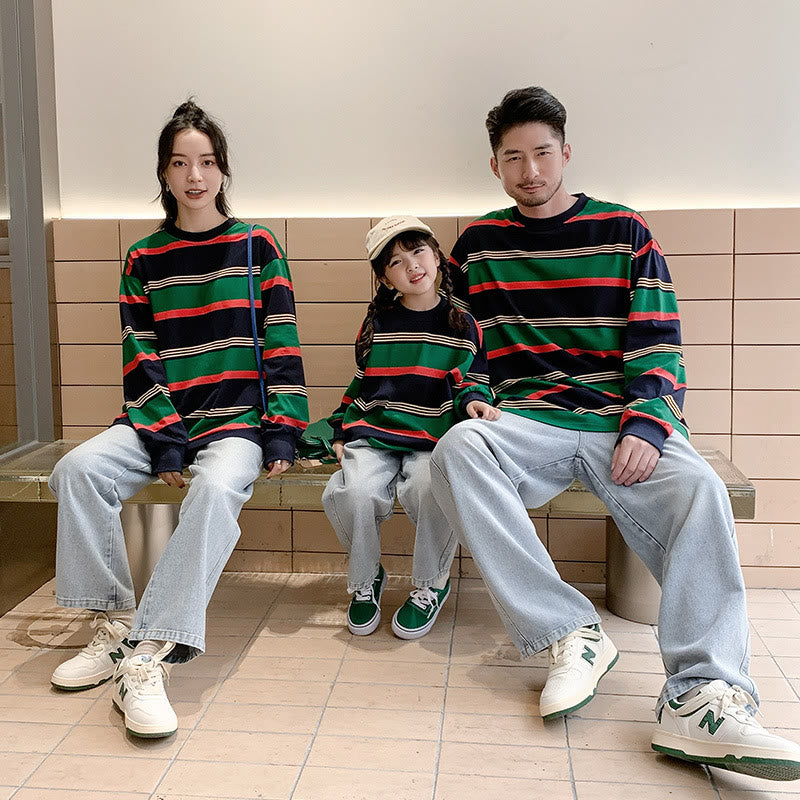 Family Matching Colorful Striped Side T-shirt