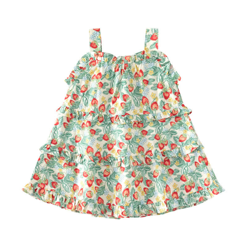 Toddler Girl Strawberry Patch Lace Trim Camisole Dress