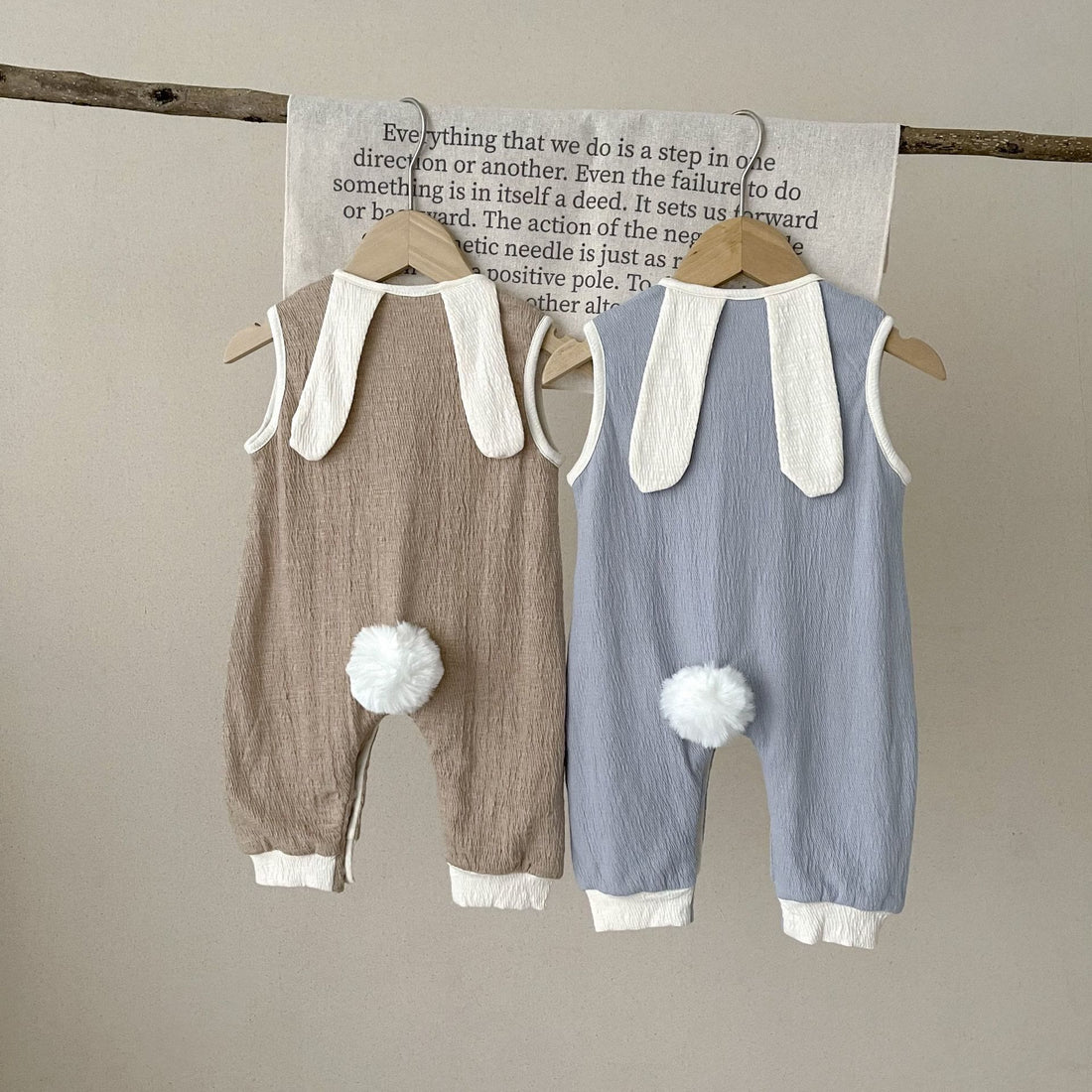 Baby Solid Color Button 3D Ears Sleeveless Romper