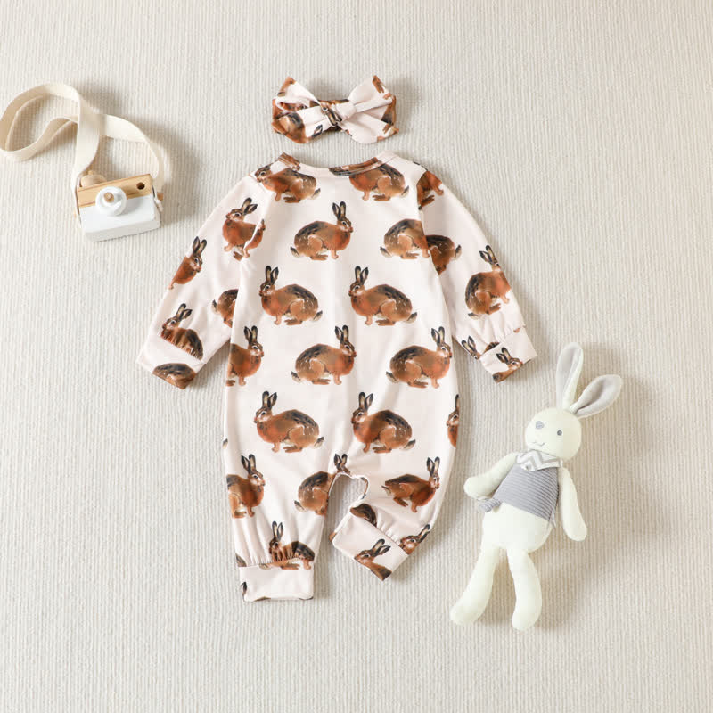 Baby Bunny Newborn Romper with Headband