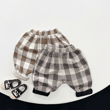 Toddler Boy Retro Plaid Casual Harem Pants