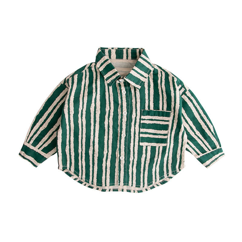 Toddler Boy Striped Green Shirt