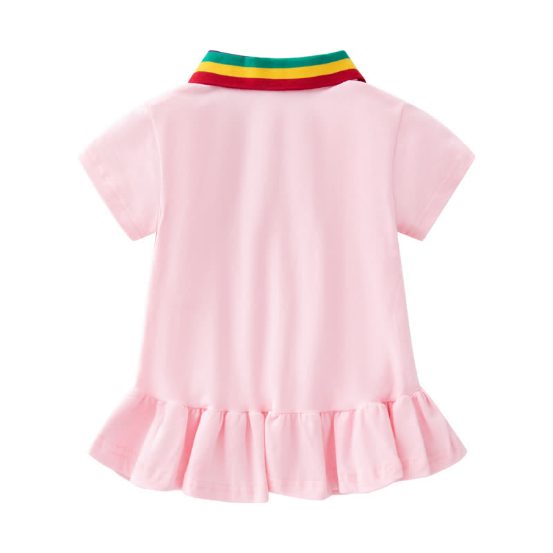 Toddler Girl Rainbow Polo Collar Dress