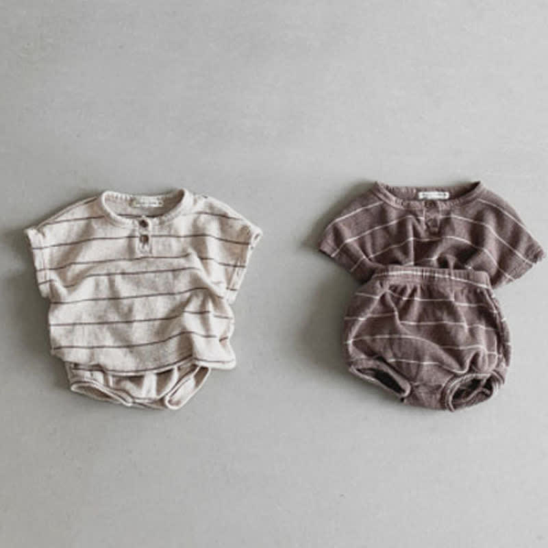 Baby Striped Crew Neck 2 Pieces Set