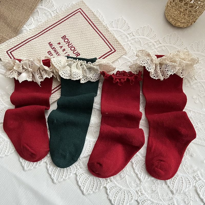 Baby Girl Christmas Lace Sweet Crew Socks