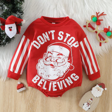 DON'T STOP BELIEVING Baby Christmas Bodysuit