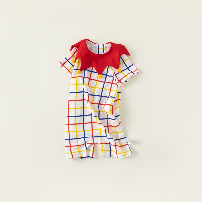 Baby Plaid Flounce Collar Romper