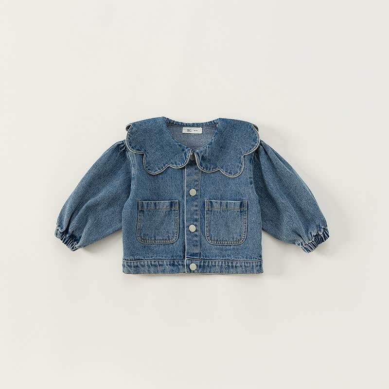 Toddler Girl Lapel Collar Denim Jacket