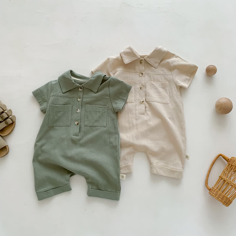 Baby Unisex Polo Collar Casual Romper