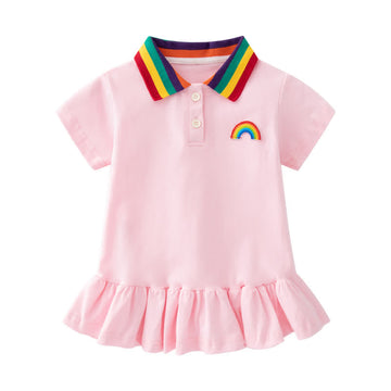 Toddler Girl Rainbow Polo Collar Dress