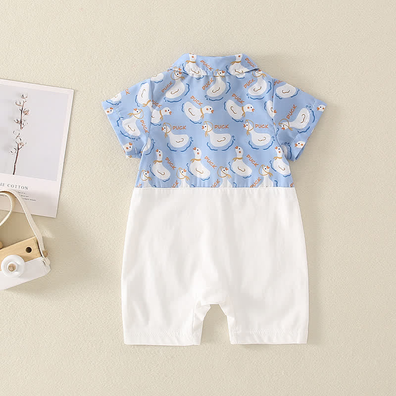 DUCK Baby Polo Collar Splicing Romper