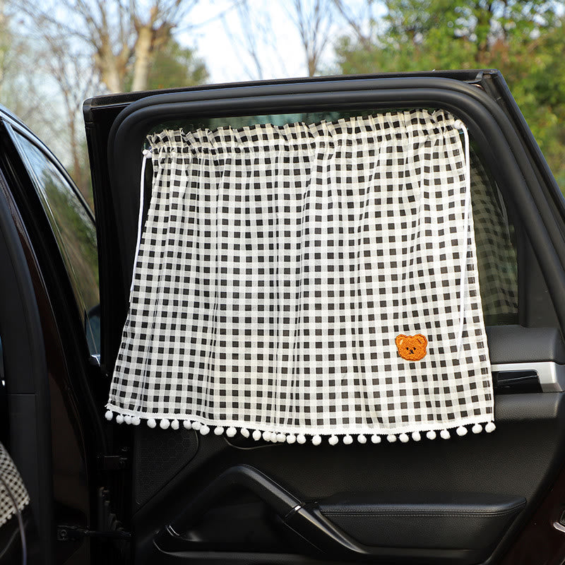 Plaid Bear Car Sun Shade Cover